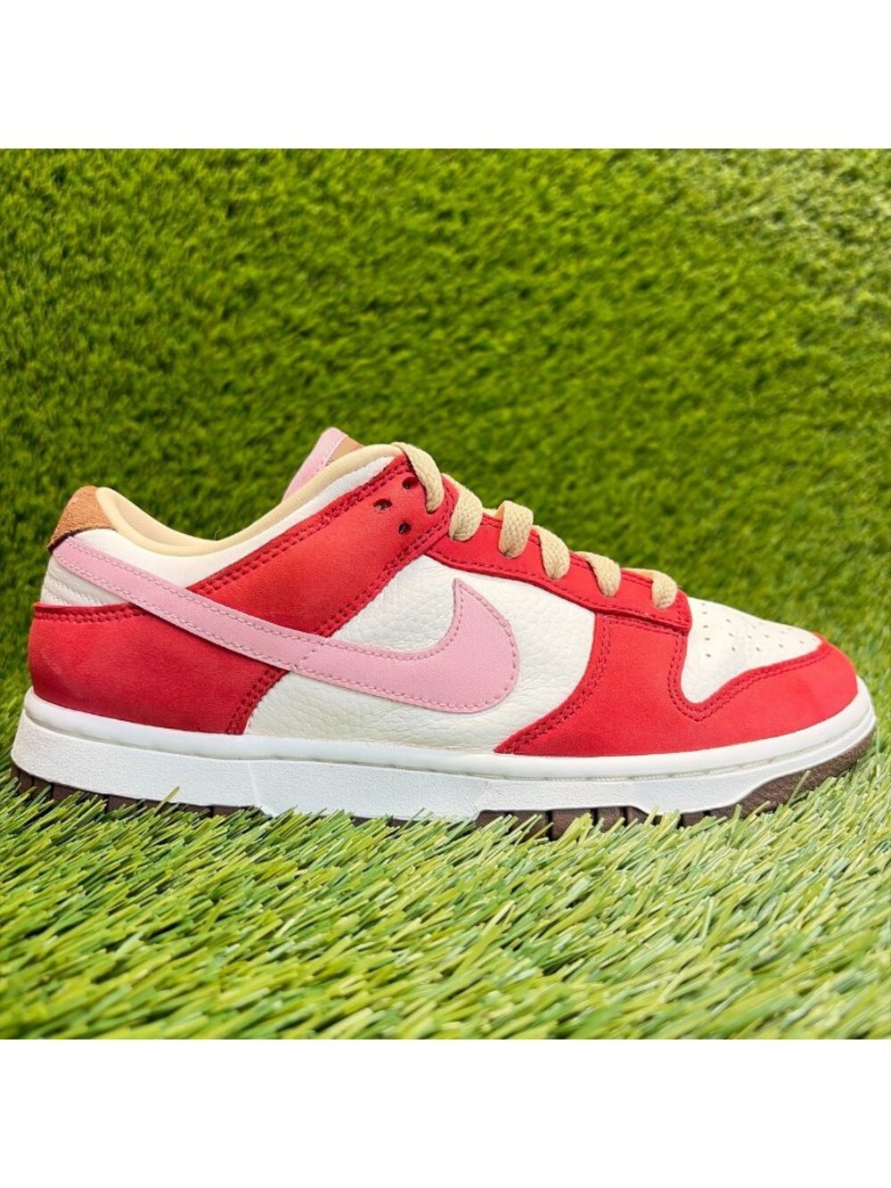 Nike Dunk Low Womens Size 7 Red White Pink Athletic Leather Shoes Sneakers